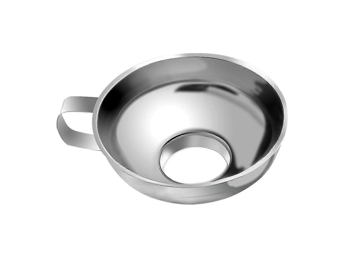 Embudo de acero inoxidable con boca ancha para conservar alimentos en frascos de vidrio, resistente a la corrosión, con mango corto y apto para lavavajillas.
