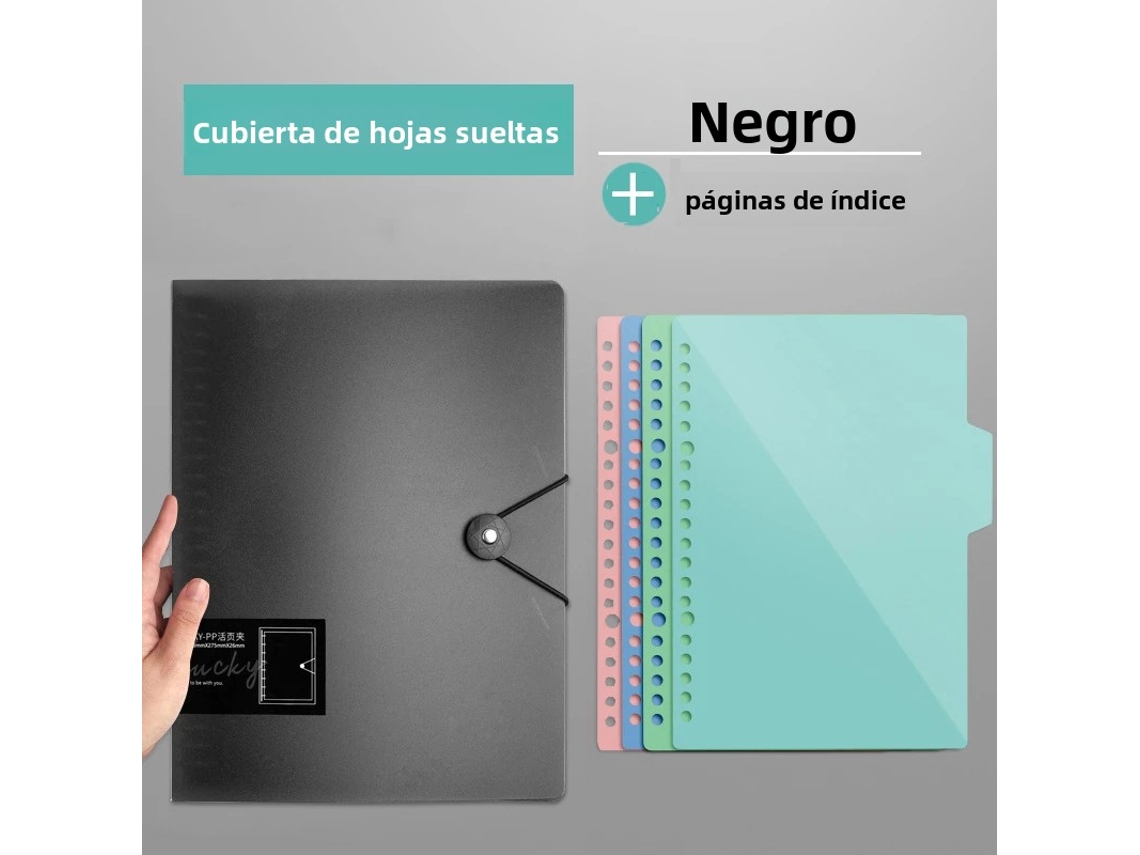 Cuaderno transparente MDUG con tapa interior para notas y planificación (negro, tamaño B4)
