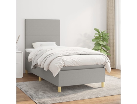 Cama con somier VIDAXL (Gris - Tela - 193 x 90 x 128 cm)