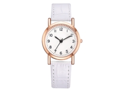 Reloj De Pulsera Analógico Sencillo Con Correa De Piel Sintética Y Movimiento De Cuarzo Blanco.