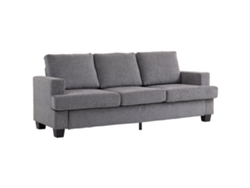 Sofá 3 Lugares Chenille Aço 213x82x90 Cm Cinza