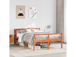 Estructura Cama Con Cabecero Madera Pino Marrón Cera 160x200 Cm