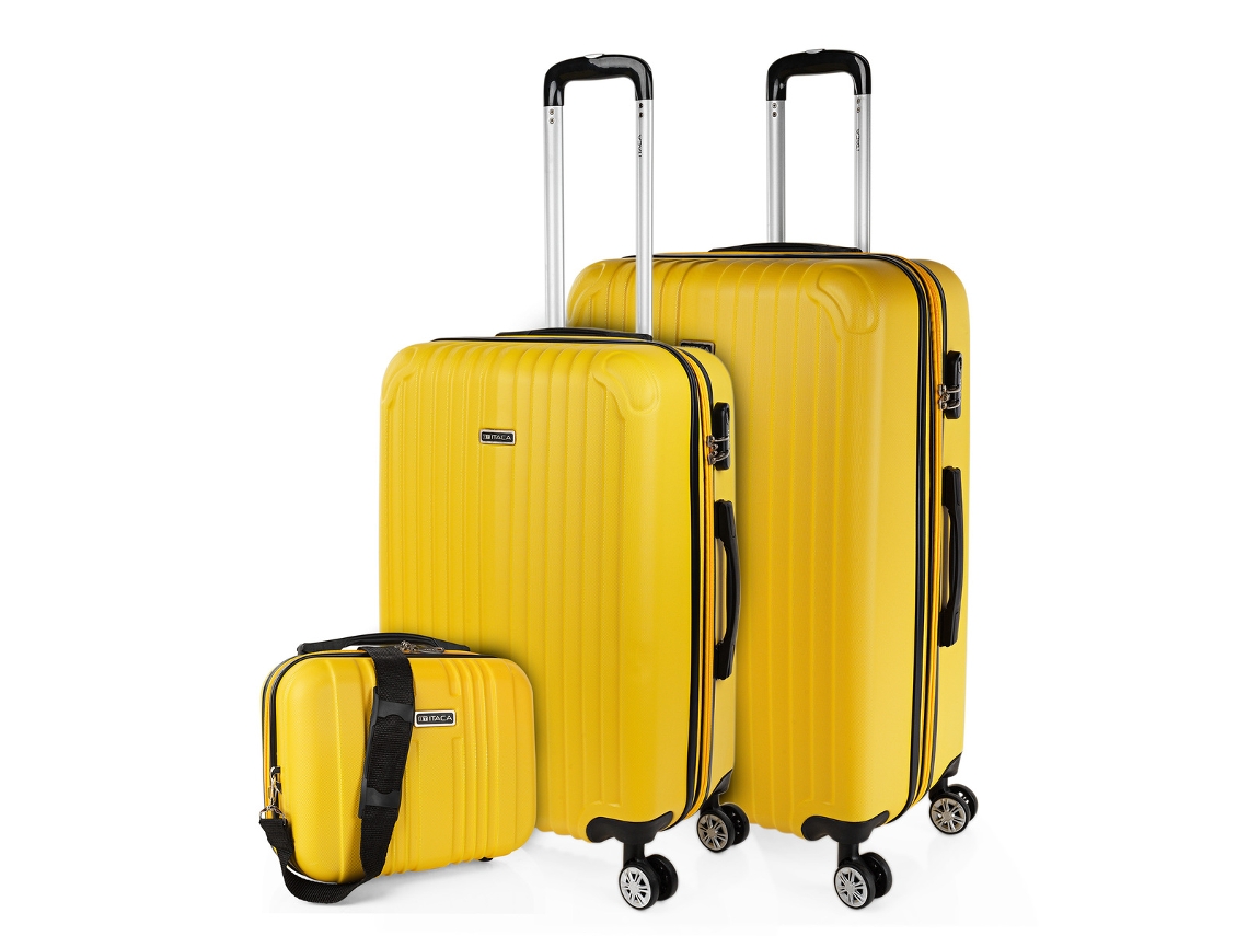 Juego De Maletas Rígidas Abs ITACA Sevron amarillo (49X76x30 Cm)