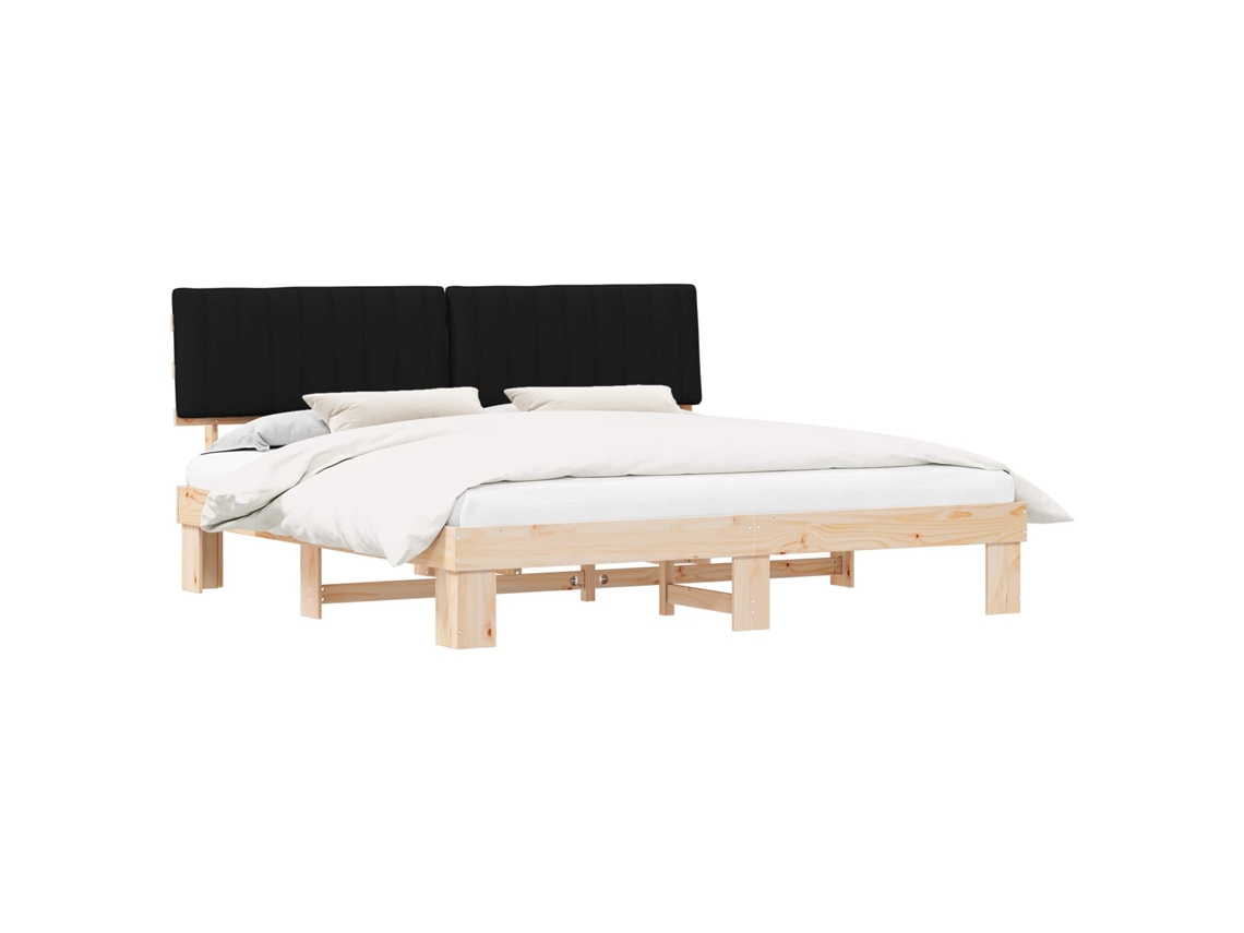 Maison Exclusive - Estructura De Cama Con Cabecera Tapizada Negro 200 X 200 Cm