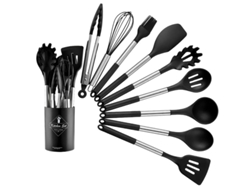 Juego de utensilios de cocina de silicona (negro), 10 piezas