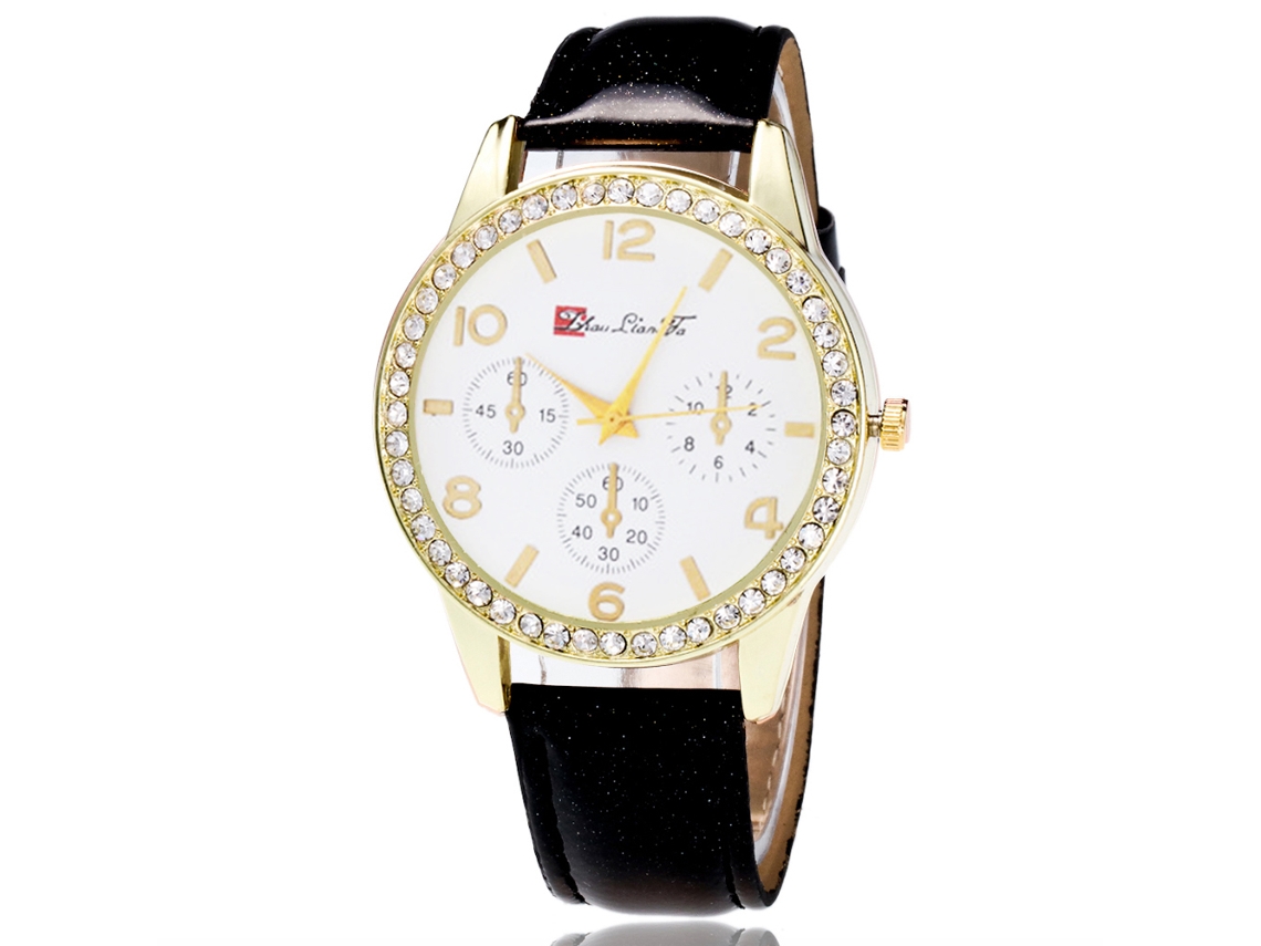 Reloj De Pulsera Analógico De Cuarzo Para Mujer Con Esfera Redonda, Estilo Moderno, Color Negro.