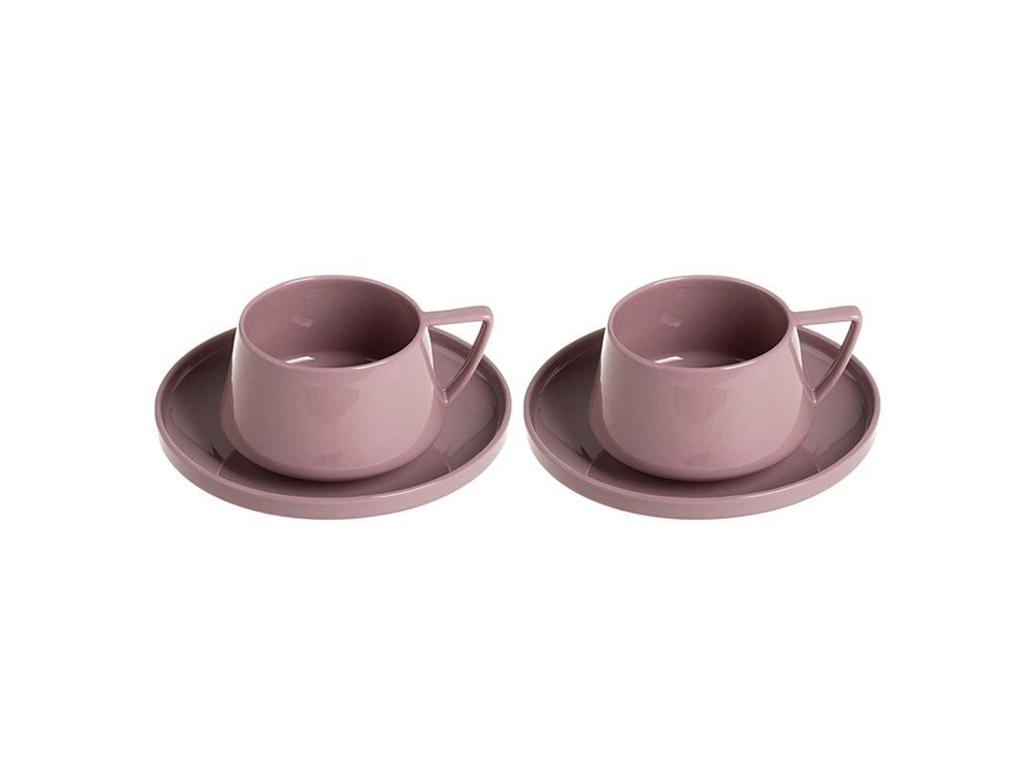 2026da-set De Taza Y Plato De Porcelana, Taza Hogar Oficina Para Café Leche Cappuccino Té Rosa 2 Unidades