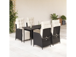 Juego de comedor de jardín de 5 piezas con cojines de mimbre negros de DKD Home Decor