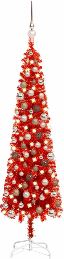 Árbol de Navidad VIDAXL con Luces LED y Bolas (Rojo - 120x38 cm)