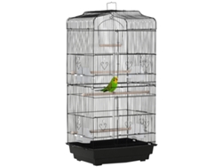 Gaiola Pássaros Metal 46,5x35,5x92 Cm Comedouros Poleiros Preta