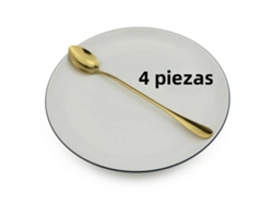 Cucharas largas de acero inoxidable doradas con mango, 15 cm de largo Mdug (4)
