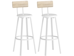 2 Taburetes Altos Tapizados En Pu Blanco Natural