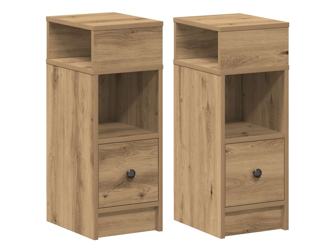 Maison Exclusive - Mesitas De Noche (2 Unidades) Con Cajón, Roble Artesanal, 25x31x66 Cm