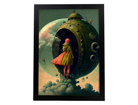 NACNIC Poster Portal Seguro En Estilo Surrealismo Cinematográfico Ilustraciones Y Grabados De Historieta Abstracta Y Artística A3 Marcos Negros