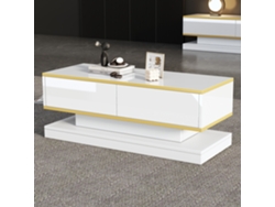 Mesa De Centro De 100 X 50 X 38 Cm, Con 2 Cajones Grandes, Con Una Sección Central Estrecha Y Laterales Superior E Inferior Anchos.