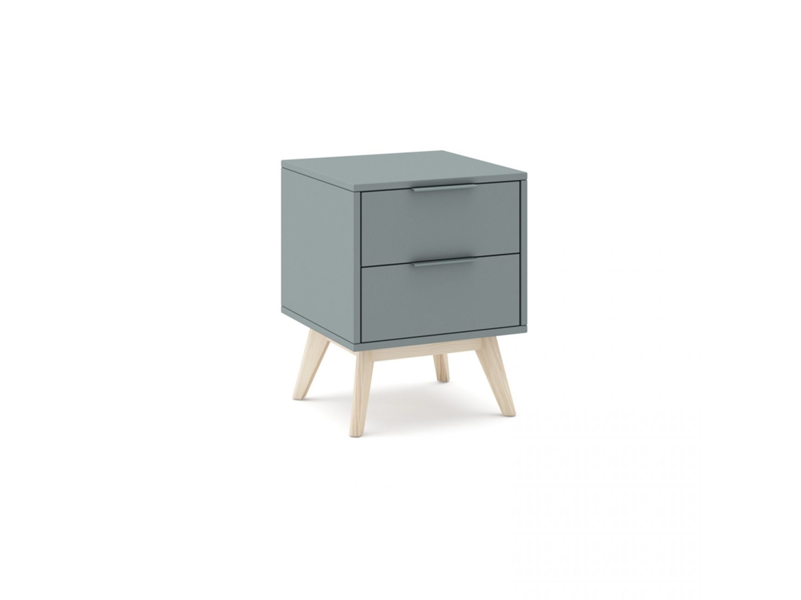 Mesita de noche Numa 2 cajones Verde Salvia - Oak Soft 40 x 53 x 35 cm