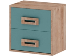 Mesita de Noche MUEBLAM Roble Aqua Blue Melamina (43x42x28 cm)