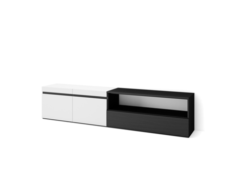 Mueble TV Televisión 200x45x35cm Para TV hasta 80 Con almacenamiento Blanco y negro