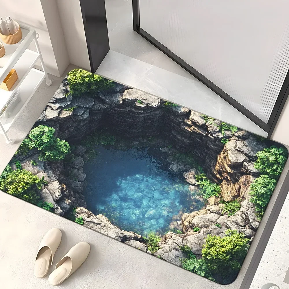 (estilo 7 40 X 60 Cm) Felpudo 3d Illusion Abyss Para Baño O Cocina Con Efecto De Perforación Visual