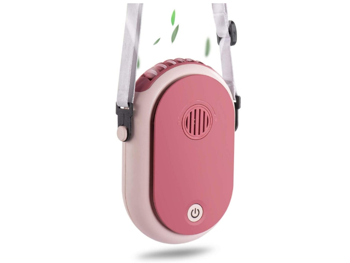 Ventilador de cuello portátil, personal, a batería, recargable por USB, 3 velocidades, mini aire acondicionado Yizhood (rojo)