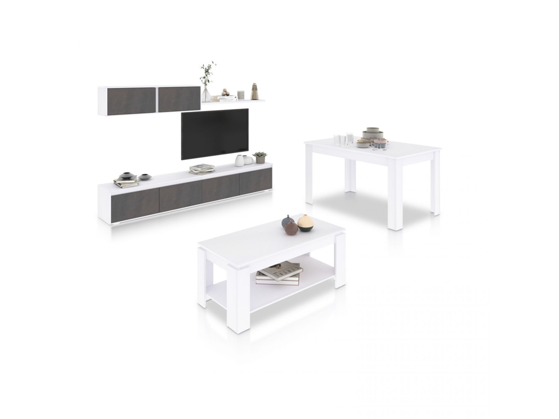 Pack salón con mesa de centro y mesa de comedor Arlet Max Blanco Artik (Blanco Mate) - Óxido 200 x 43 x 41 cm