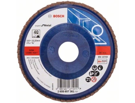 Disco de Lija BOSCH en Lamelas X551 - Expert para Metal D= 115 mm; G= 40 - Recto