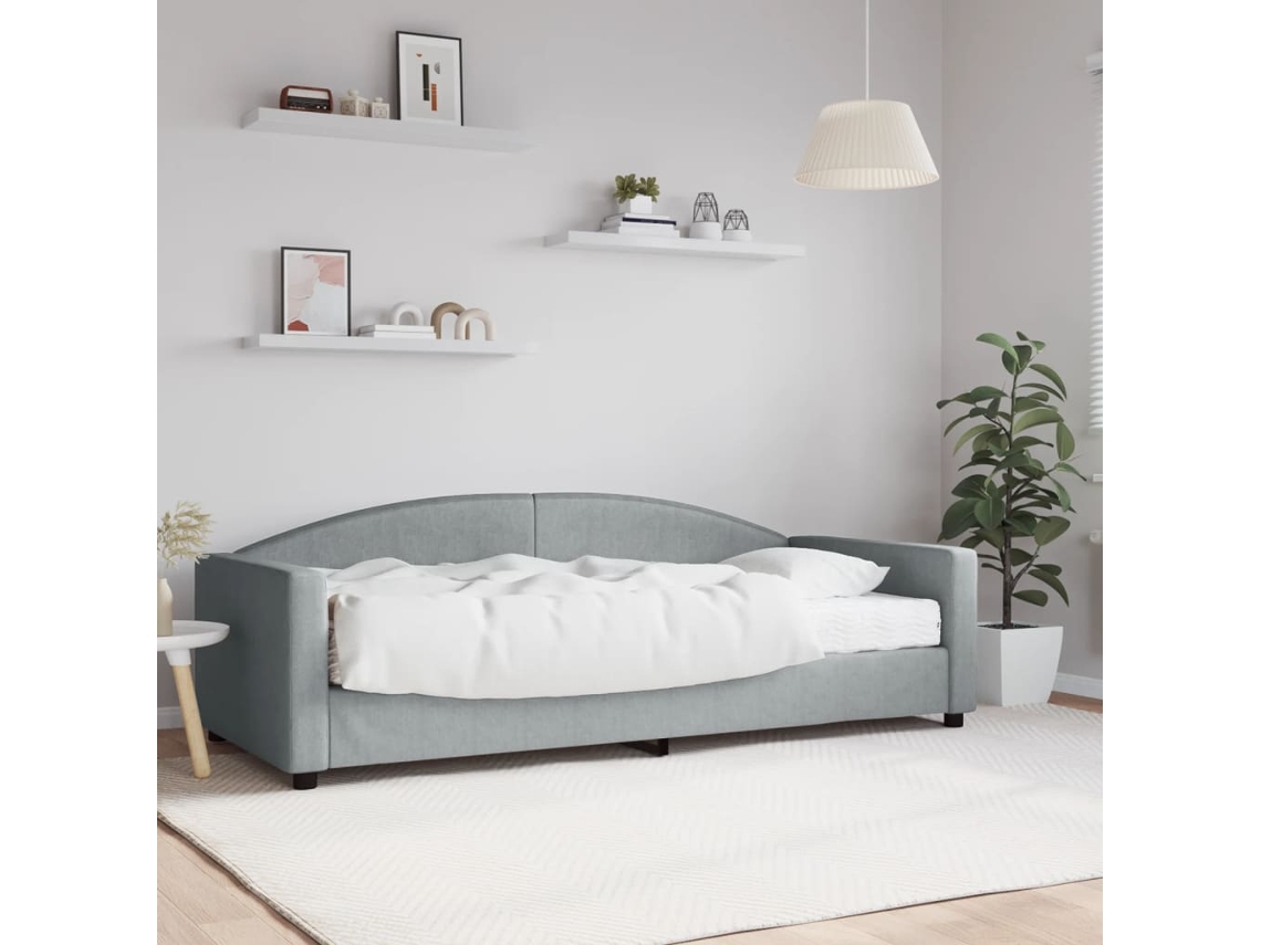 Sofá Cama Con Colchón Tela Gris Claro 90x200 Cm