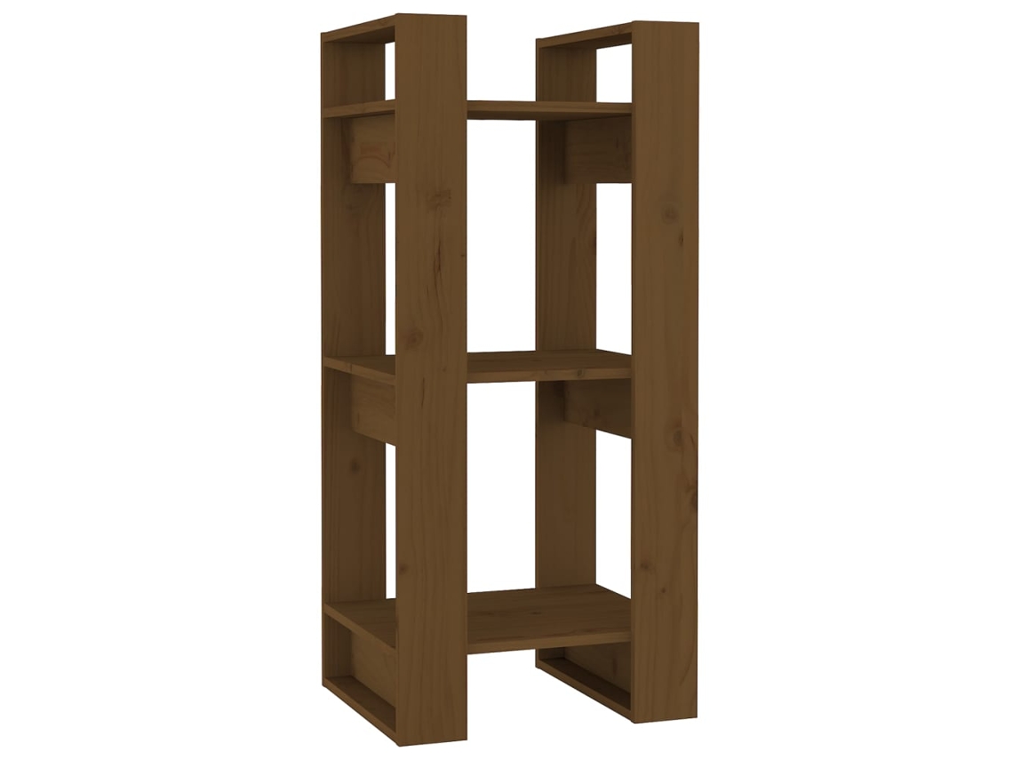Librería/mampara MAISON EXCLUSIVE de madera maciza, color marrón miel (41x35x91 cm)