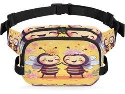 Riñonera divertida con estampado de flores y abejas para mujer, 22,8 x 6,3 x 15,5 cm, diseño personalizable, resistente al agua.