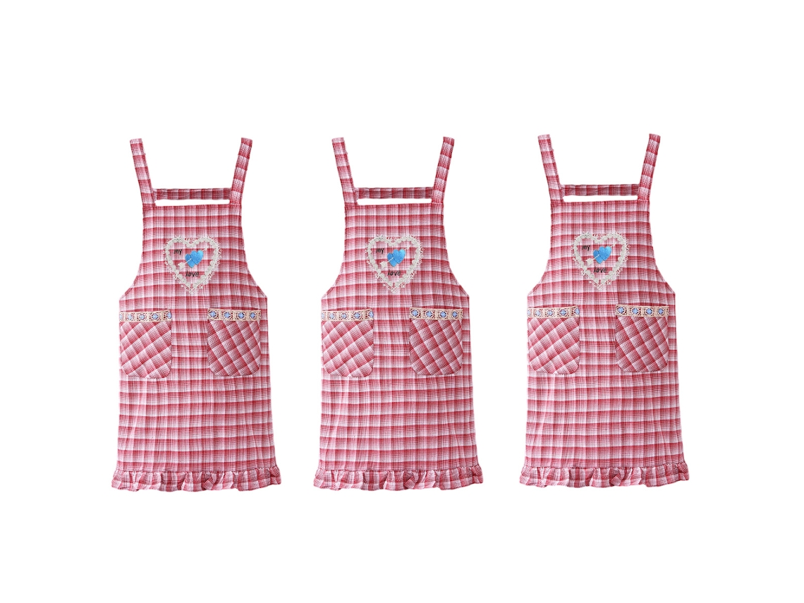 Delantal Femenino De Algodón 3 Piezas Transpirable Estilo Occidental Con Mangas Delantales A Prueba De Aceite Para Cocina