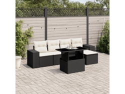 Conjunto de sofás de jardín de 6 piezas DKD Home Decor con cojines de mimbre negros