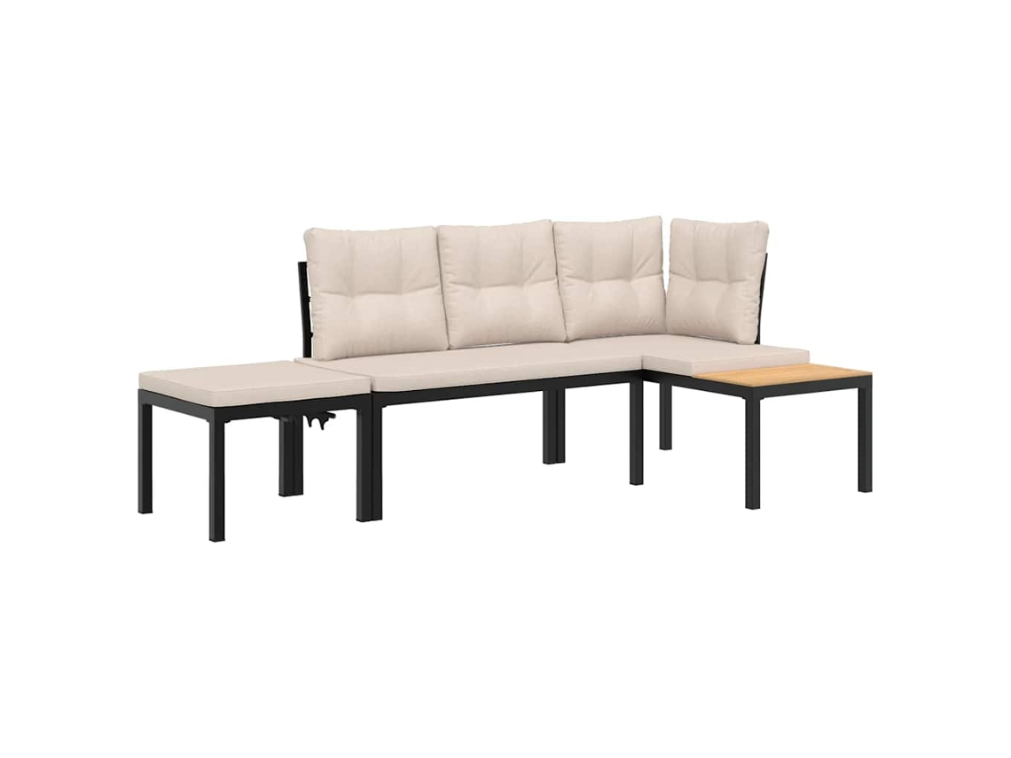 Conjunto 3 Juego De Banco VIDAXL Negro Acero