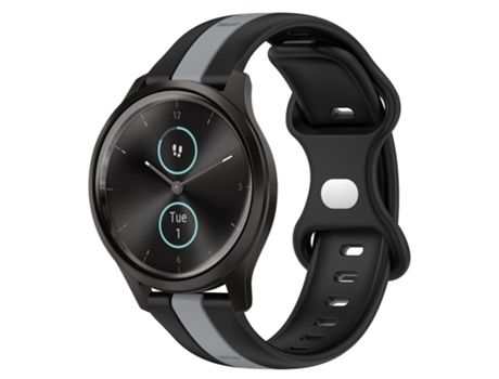 Correa Smartwatch para Garmin Garminmove Style 20mm Mariposa Hebilla de Silicona Bicolor (Negro + Gris)