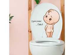 Calcomanías De Baño Con Villano Cartoony Frase If You're Finished Flush It Decoración Wc