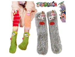 2026-calcetines De Monstruo Divertidos Y Suaves De Terciopelo Coral Para Navidad, Regalo Ideal Para Mujer Con Tarjeta Navideña