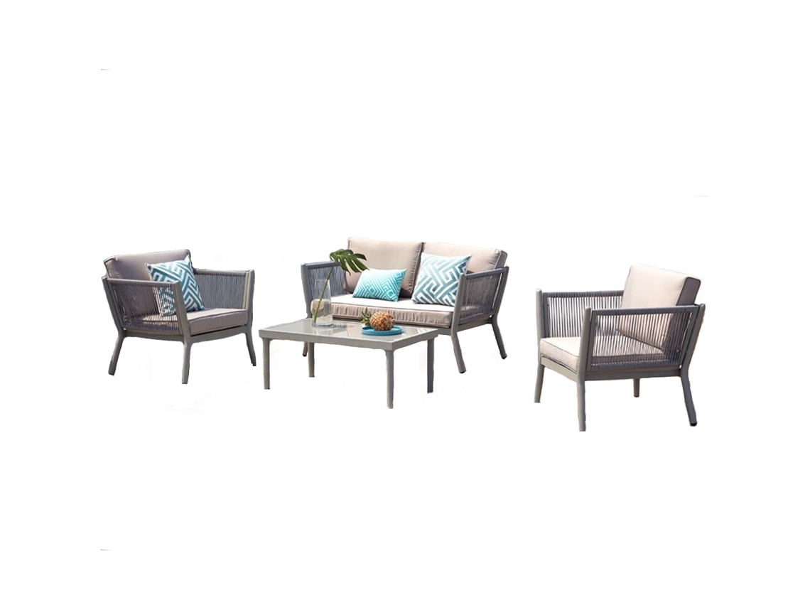 Conjunto Relax CONCEPT UAnahma aluminio y cuerda gris claro