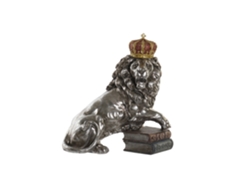 Estatueta de Resina Representando um Leão Prateado Envelhecido, 42x25x45cm ALEXANDRA HOUSE LIVING