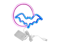 Luna de neón LED 2026 y luz de murciélago con USB/batería para decoración de Halloween en paredes, dormitorios, bares y fiestas.
