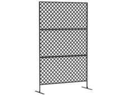 Separador De Ambientes De 3 Paneles De Rejilla De Acero, 122x198cm, Negro.