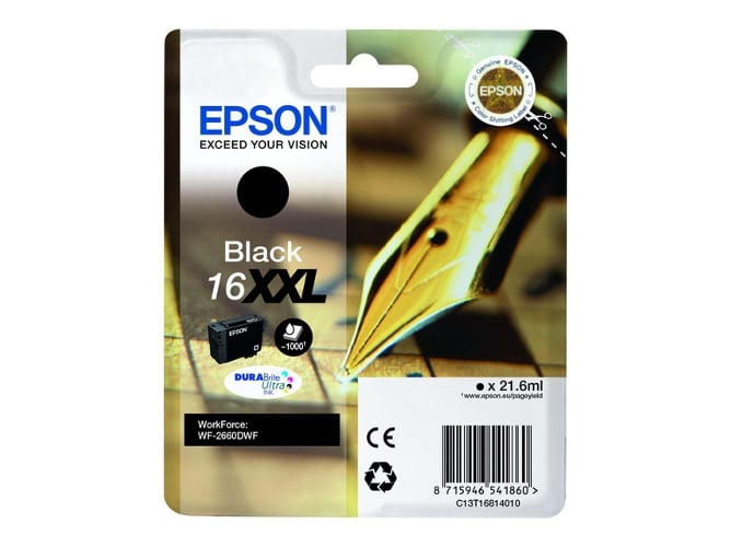 Cartucho de tinta original EPSON 16XXL, Bolígrafo y crucigrama 21,6 ml , Negro, Alta, XXL, C13T16814022, T1681