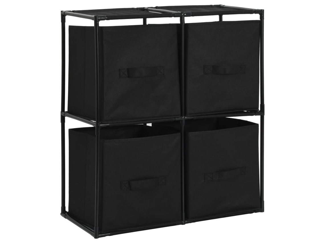 Mueble de almacenaje con 4 cestas, tela, 63x30x71 cm, acero negro, MAISON EXCLUSIVE