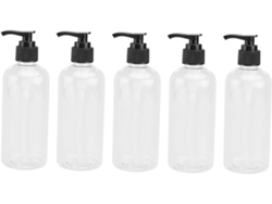 Paquete De Viaje Vacío Con 5 Botellas Rellenables Negras Para Gel Y Loción.