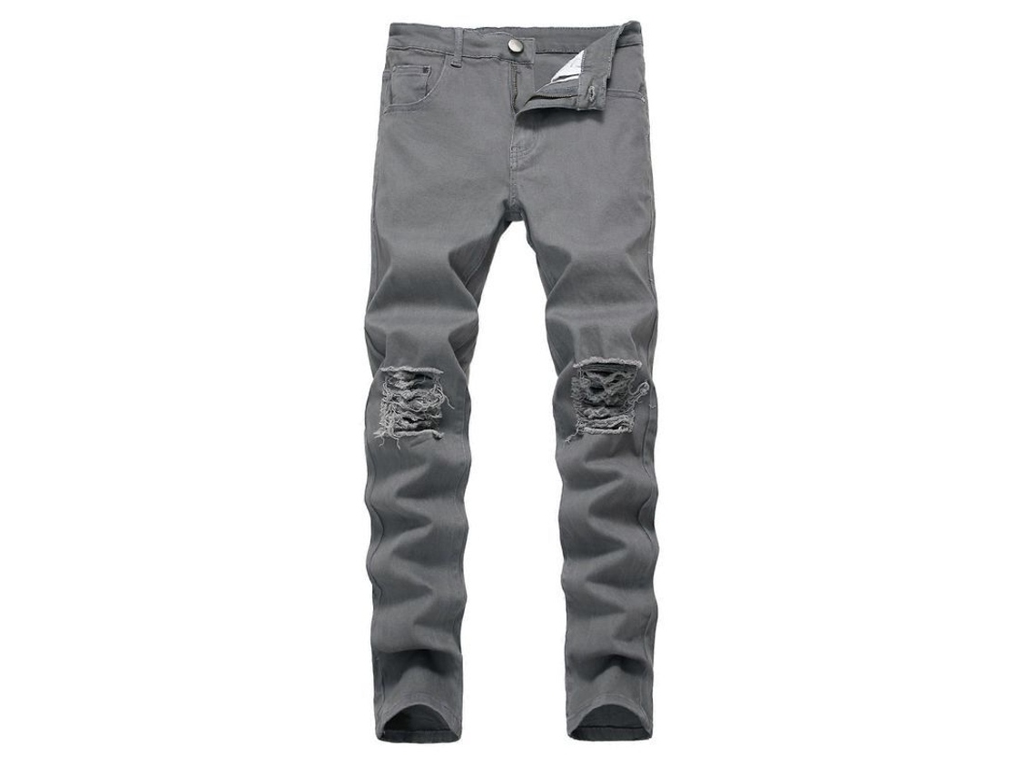 Vaqueros Hombre Talla 26-42 Elásticos Rotos Clásicos Casual Verano 2023 Gris Oscuro 40 Cuarenta Gris Oscuro