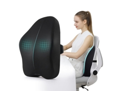Cojín de apoyo lumbar para silla de oficina, cojín ergonómico, color negro Siurn