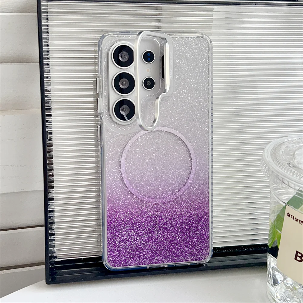 (galaxy A06, Morado) Funda Protectora Transparente Con Efecto Degradado Magnético Magsafe Para Samsung Galaxy A06
