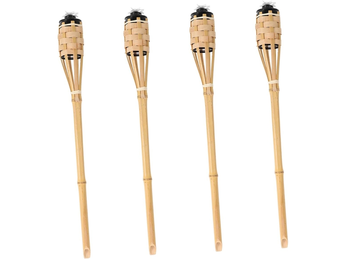 Antorchas De Bambú De 4 Piezas Para Jardín Exterior, Lámpara De Aceite Decorativa, Estacas Para El Suelo Para Fiestas.