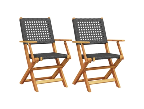 Conjunto 2 Silla De Jardín VIDAXL Negro Madera de acacia