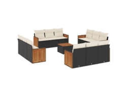 Maison Exclusive - Set De Sofás De Jardín Y Cojines 13 Pzas Ratán Sintético Negro