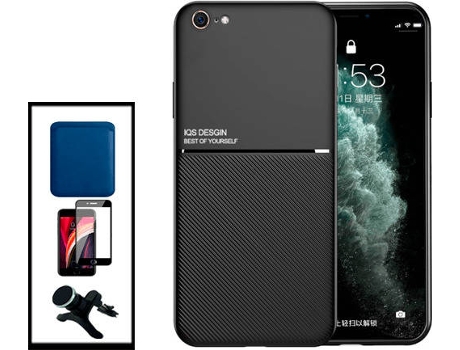 Kit Carcasa Magnética Anti Choque + Cartera + Protector de Pantalla iPhone SE 2022 G4M Negro
