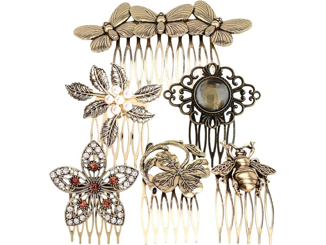 Un Peine Lateral Decorativo De Metal De Estilo Retro, Adecuado Para Mujeres.